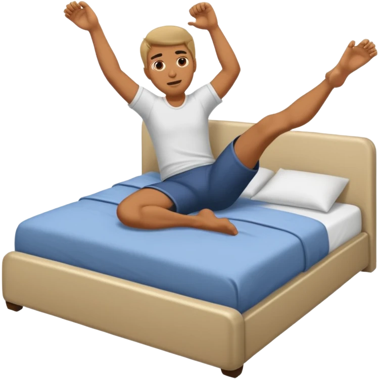 A guy laying in bed kicking his feet  emoji