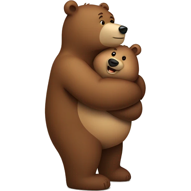 chubby girl bear hugging chubby brown bear  emoji