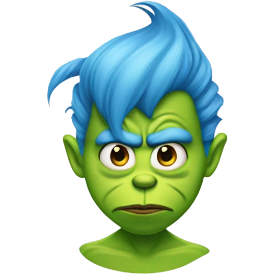 grinch with blue hair low taper fade  emoji
