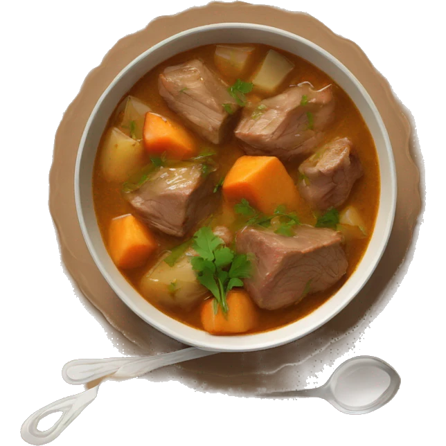 A dish of lamb stew (Pakistani) garnished beautifully, from a top. emoji