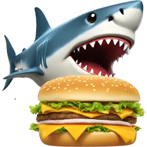 Shark eating a cheeseburge emoji