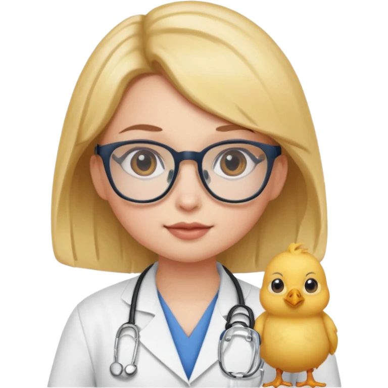 chick animal with glasses, wearing doctor uniform emoji