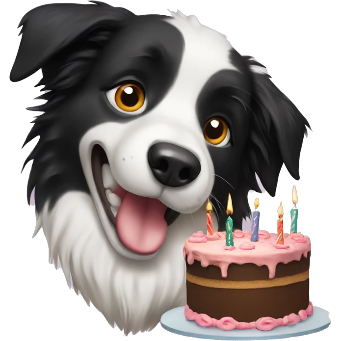 border collie with birthday cake emoji