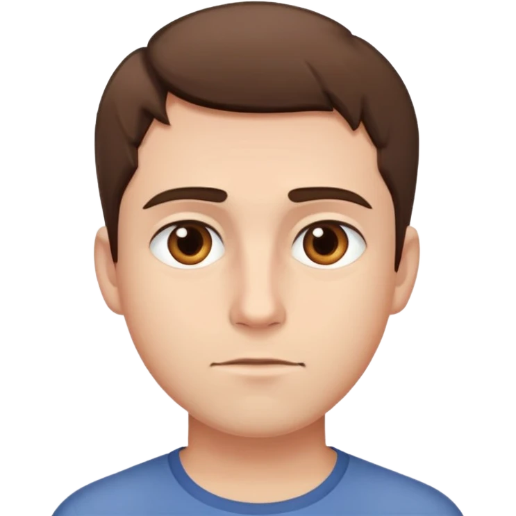 man with short brown hair, neutral expression emoji