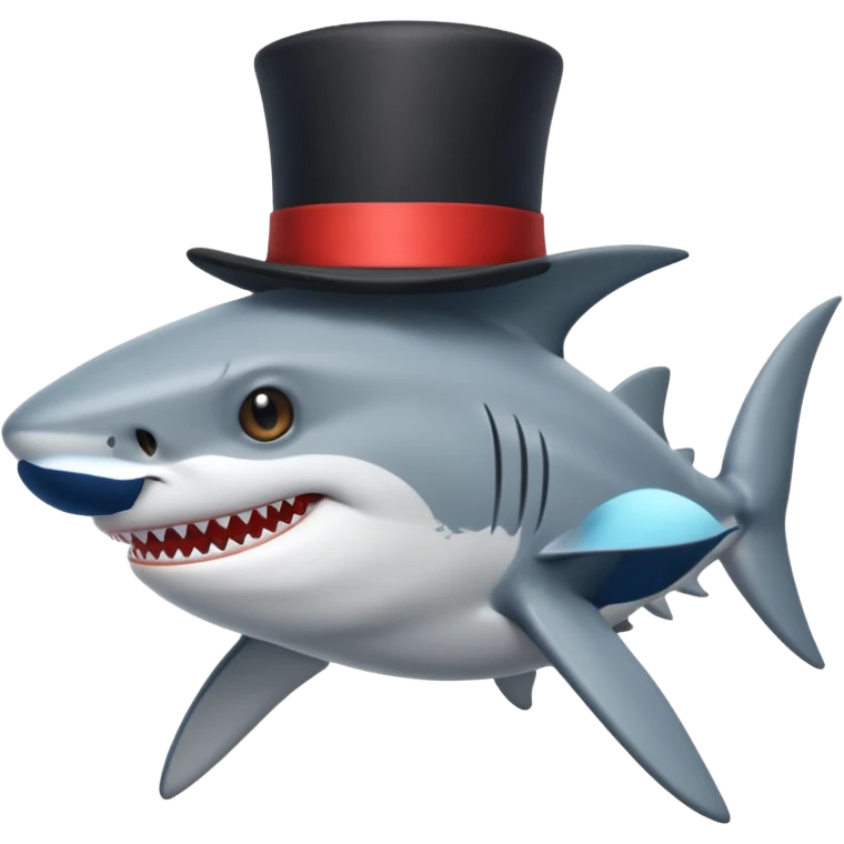 Shark with a top hat emoji