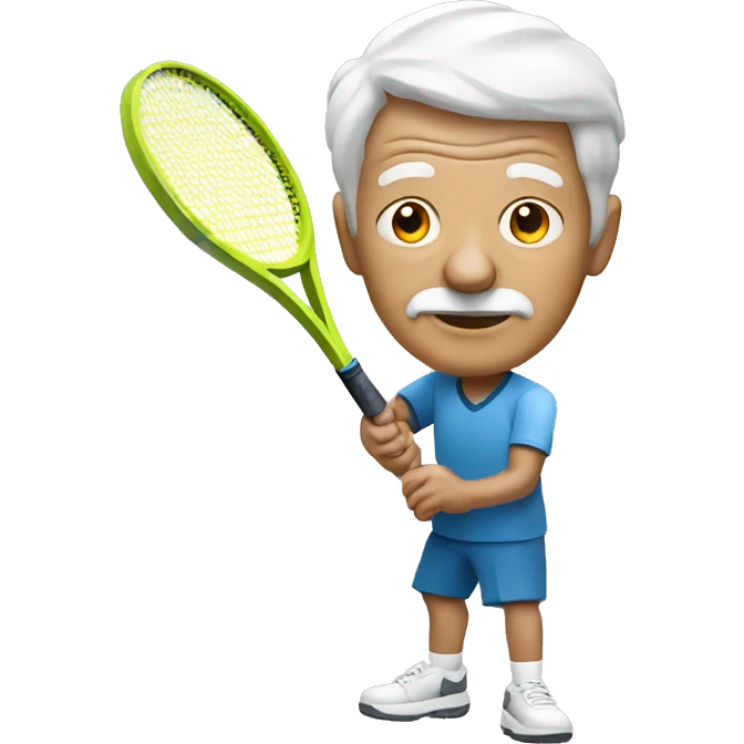 Old white person playing tennis emoji