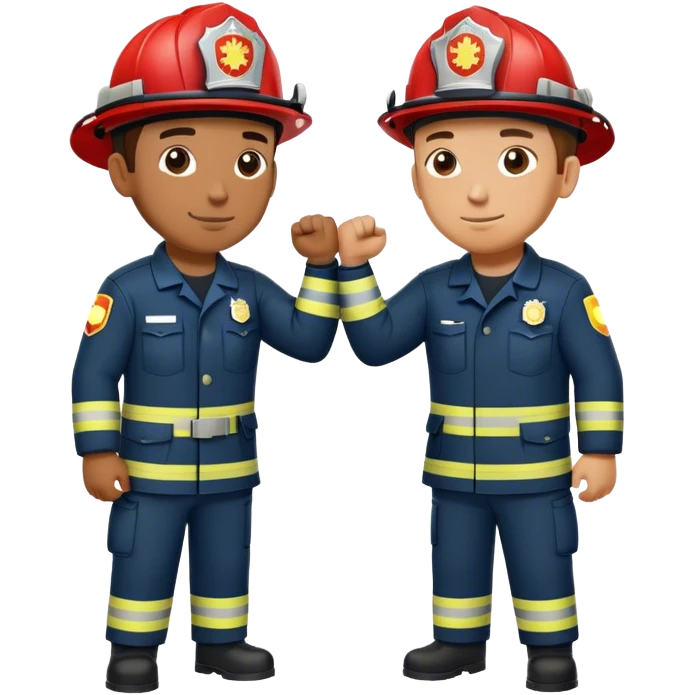 Fireman and Paramedic standing together and making fist bump  emoji