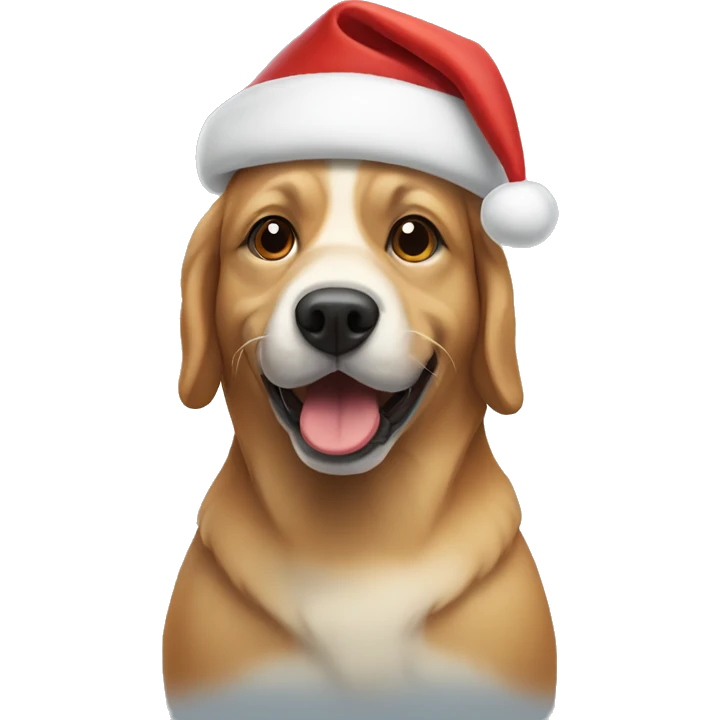 Dog wearing santa hat emoji