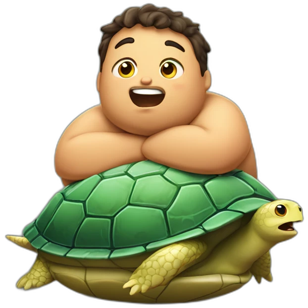 fat boy with a turtle shell laying on his back furiously screaming emoji
