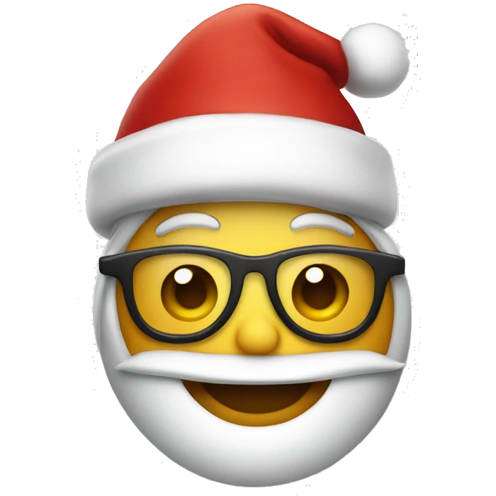 smile emoji with glasses and christmas hat emoji