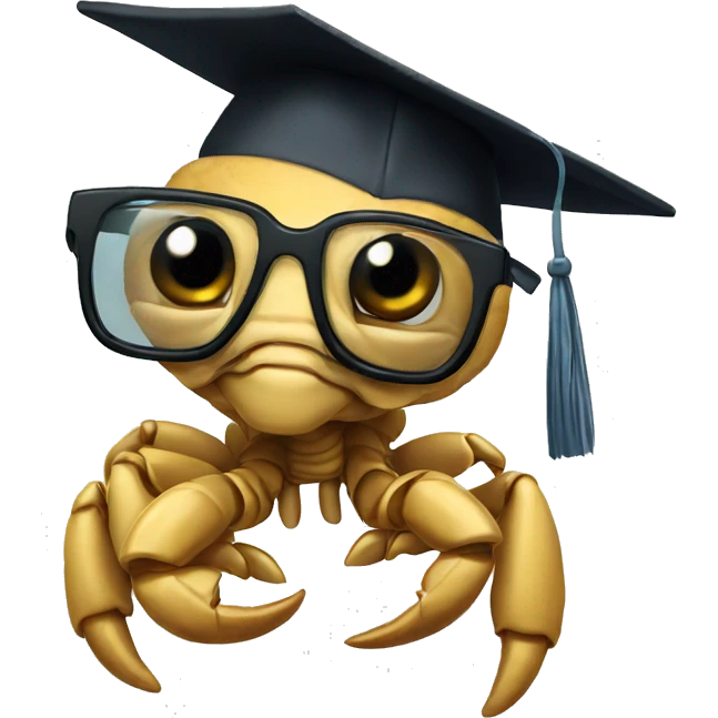 Scorpion with glasses and graduation cap emoji