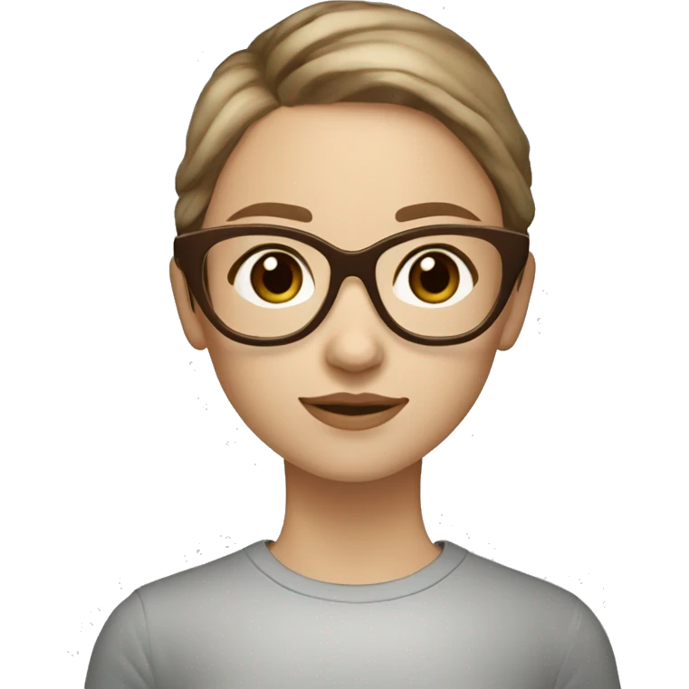 Create a girl with brown eyes and light brown hair and pale skin wearing brown tortoise shell glasses emoji