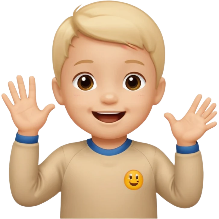 A toddler with a tiny jersey, clapping with adorable enthusiasm emoji