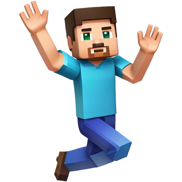 Minecraft character jumping emoji