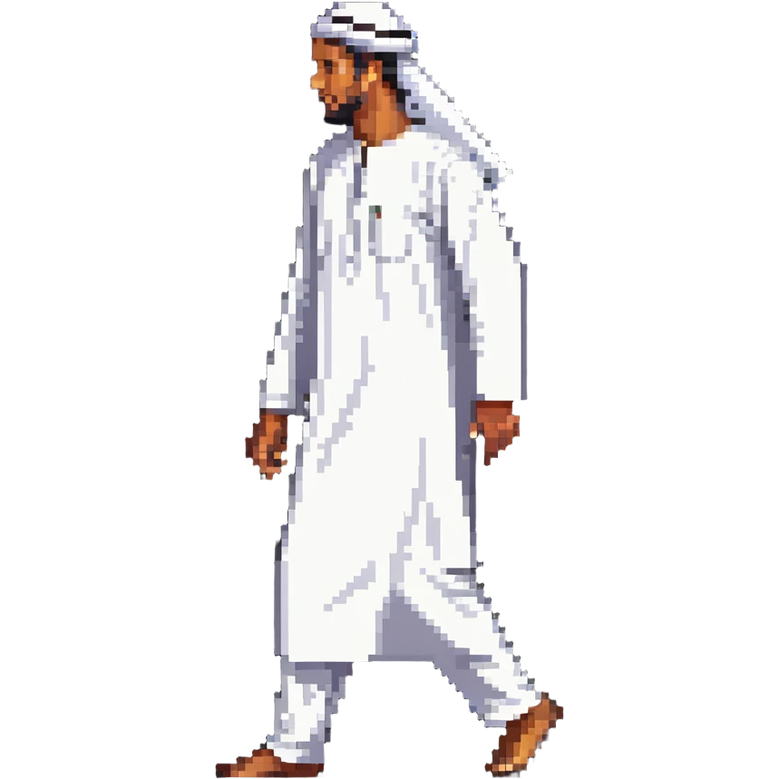 Arab man walking, wearing traditional white thobe and headscarf emoji