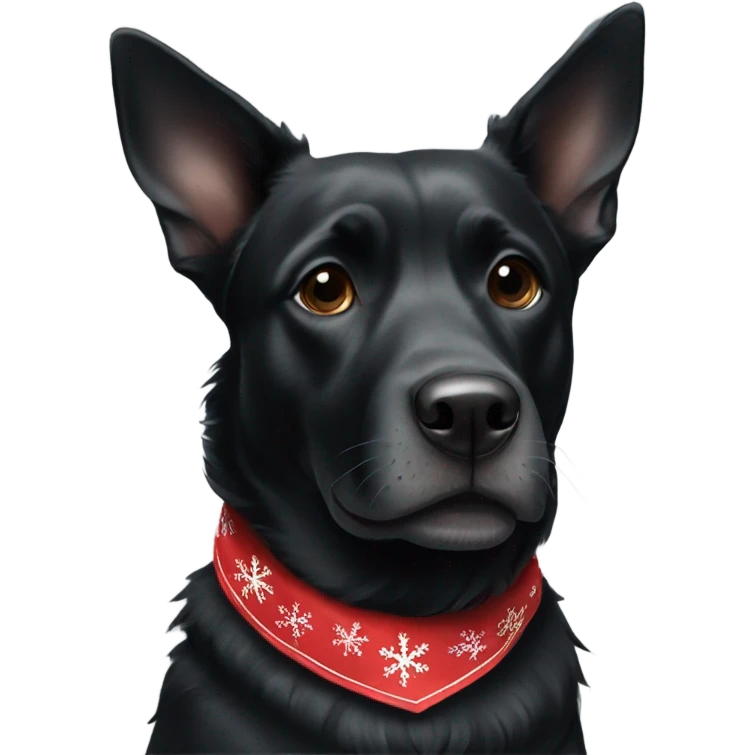 Black dog with Christmas bandana emoji