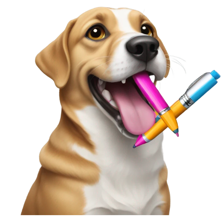 Dog eating a marker emoji