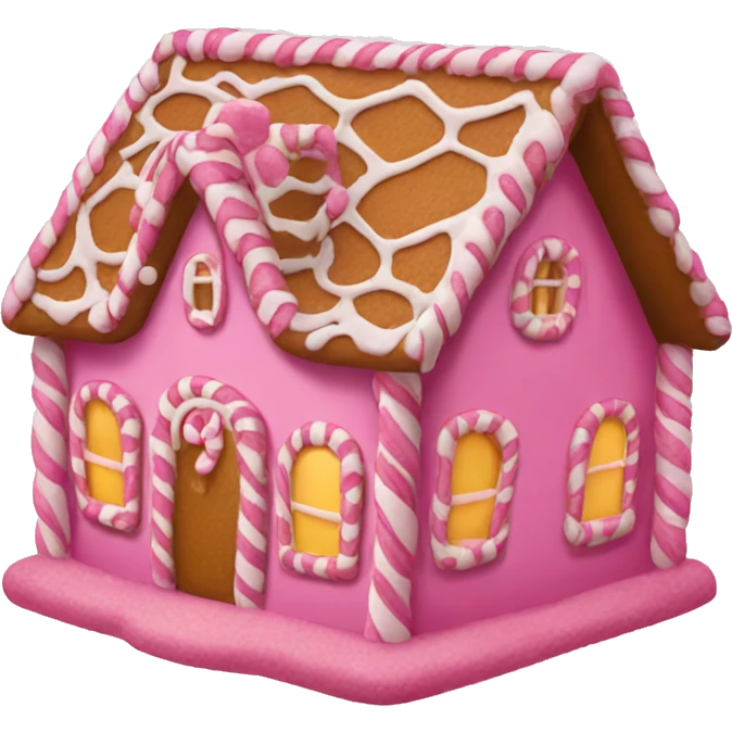 A pink gingerbread house emoji