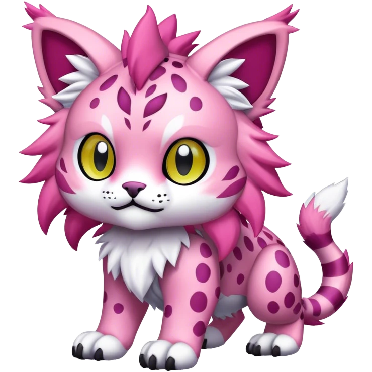 A pink lynx-fakemon-Digimon-creature-hybrid emoji