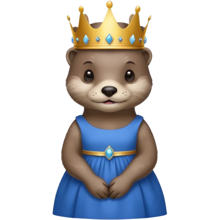 Otter wearing a big blue dress and a crown emoji