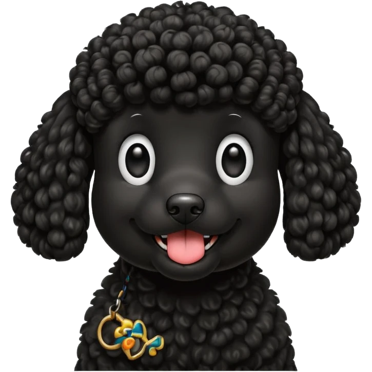 Black poodle dog being silly  emoji