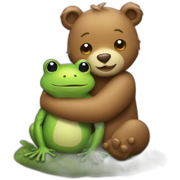 bear and frog hugging emoji