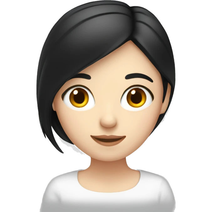 A white girl with straight black hair revising for her French A-levels emoji