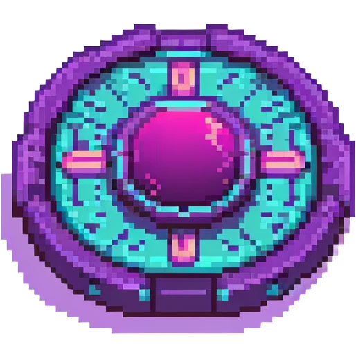 futuristic cyberpunk pixel art icon, vivid neon colors purple magenta cyan, minimal expressive design, 32x32, centered, high contrast, transparent background, no text, suitable for dark background, requested by user symbol emoji