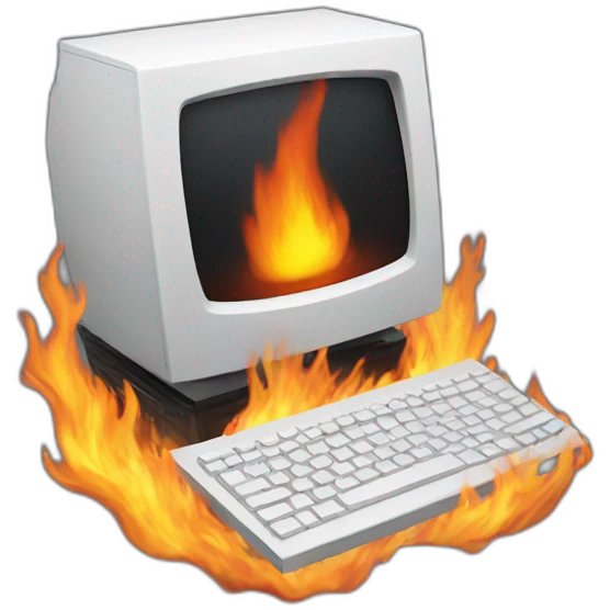 Computer in a fire emoji