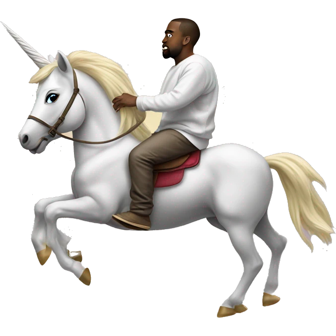Kanye West riding a unicorn emoji