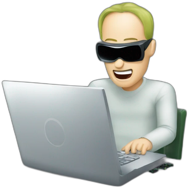 the matrix debugging maniac going crazy holding up computer emoji