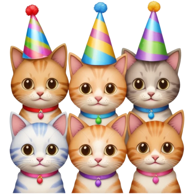 3 cats and a kitten at a birthday party emoji