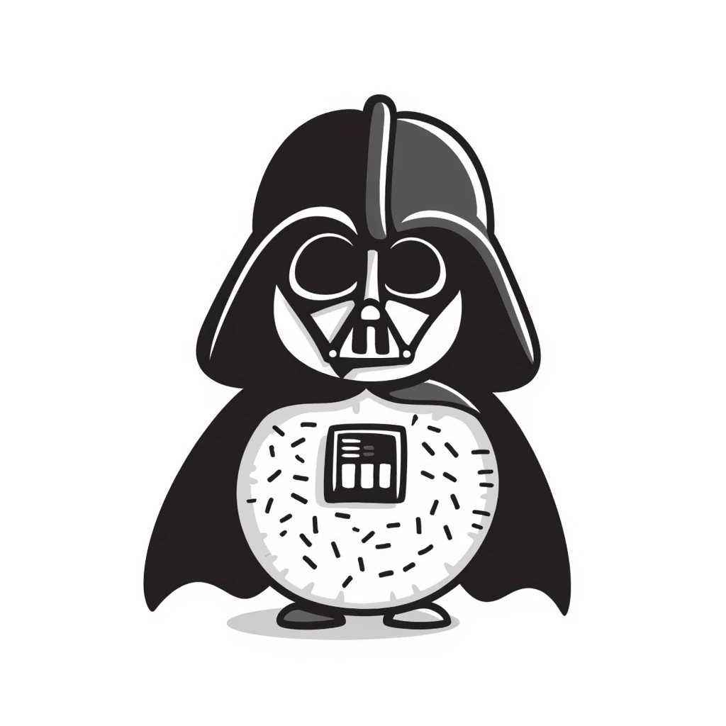 Oreo cookie dressed as Darth Vader with black helmet, cape and breathing apparatus emoji
