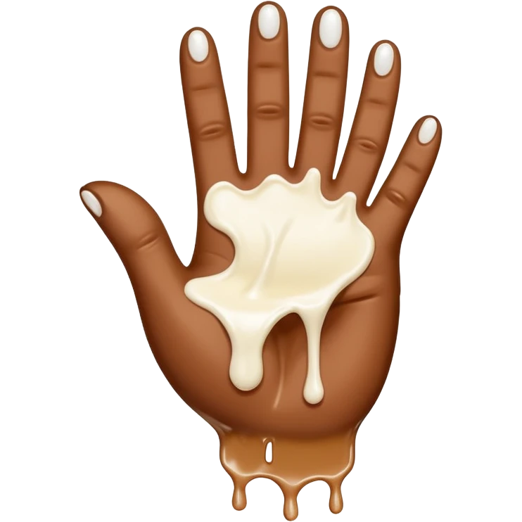 milk dripping directly off palm of brown hand with 5 fingers emoji