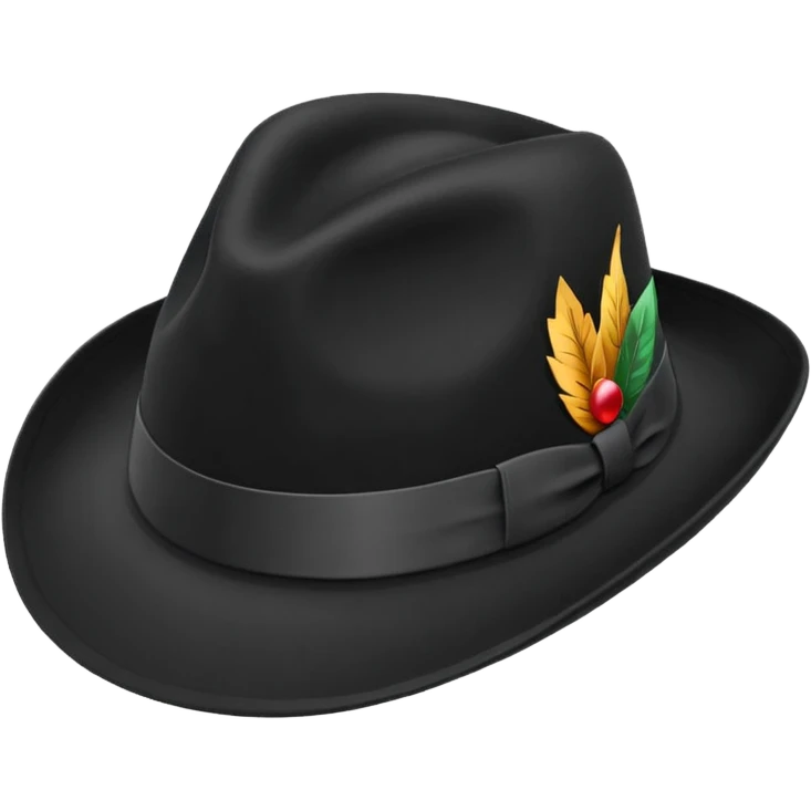 fedora, isolated, transparent background, black emoji