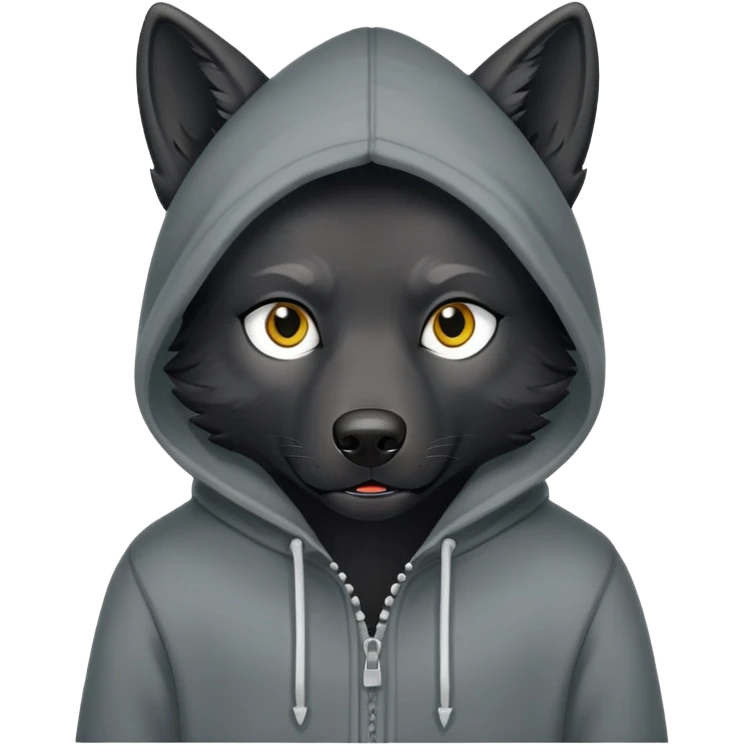 black wolf in a hoody with print “MAIR” emoji