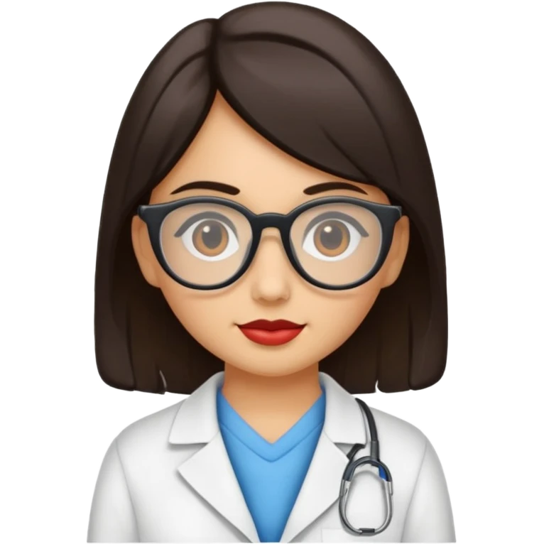 una enfermera escolar con gafas llamativas y un moño pequeño, morena emoji