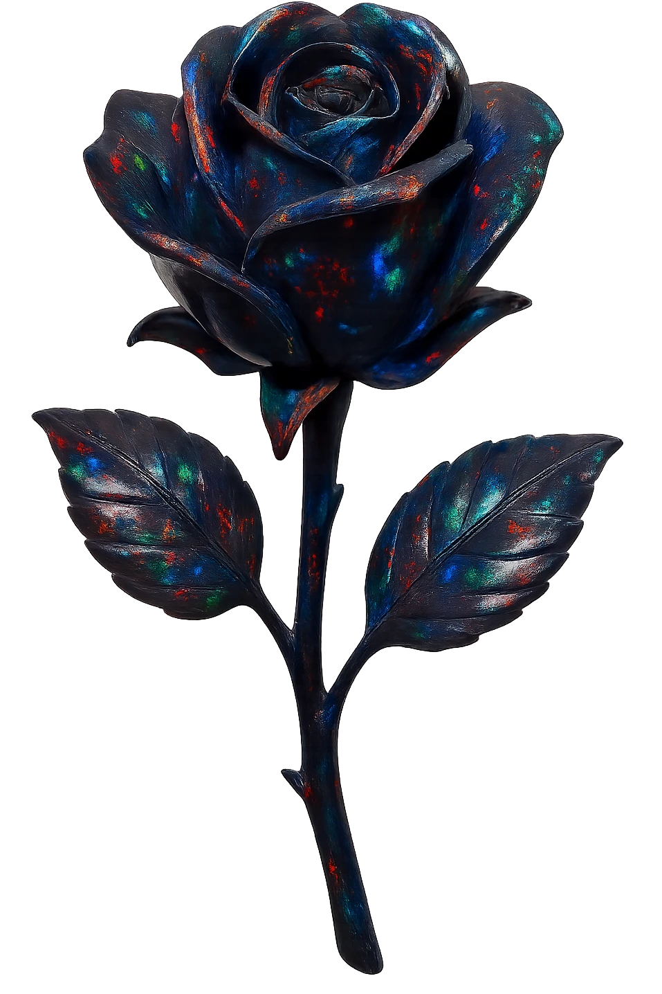black Opal crystal rose flower, remove background emoji