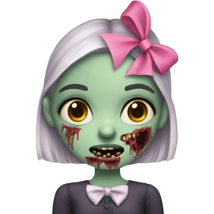 Girl zombie with a pink bow  emoji