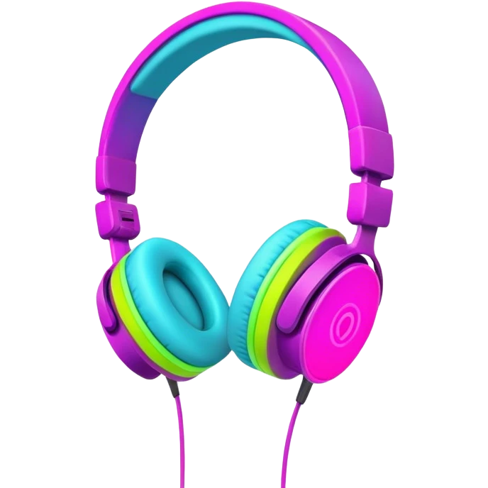 Neon colors headphones emoji