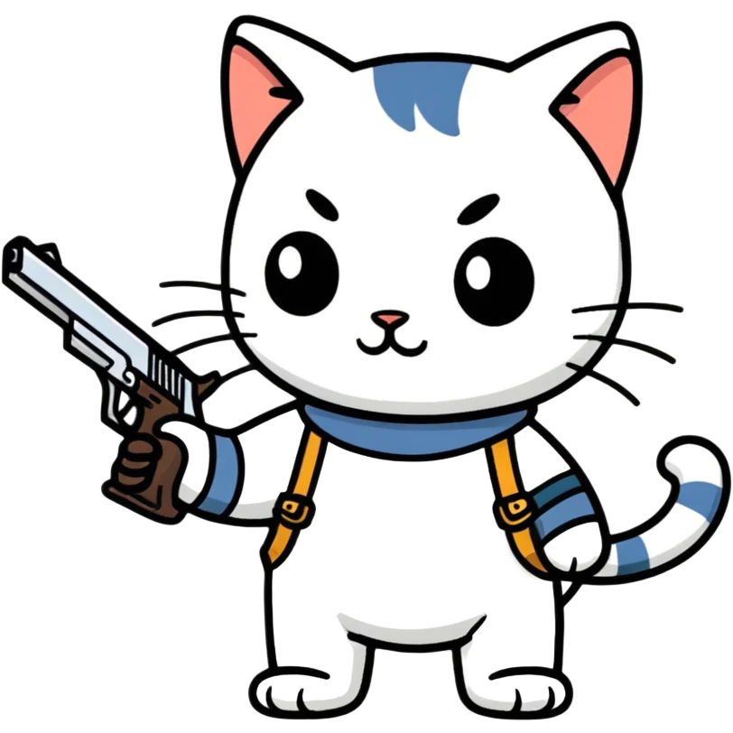 Cat with gun emoji