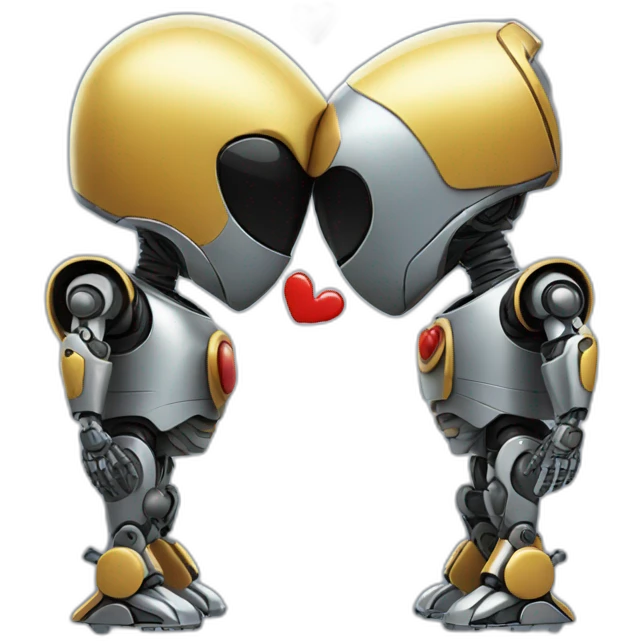 robot couple kissing emoji