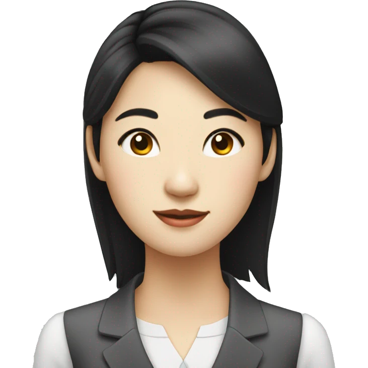 young asian woman office worker with black hair emoji