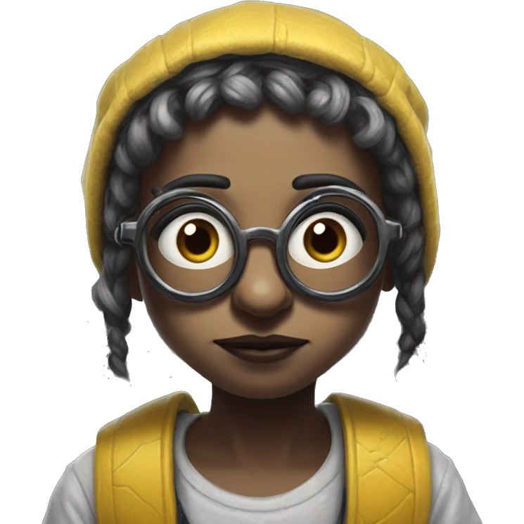 Wholesome minion in twitch style, oil paint, black eyes, intricate lips, masterpiece portrait, beautiful, desirable, logical, love, peace, understanding emoji