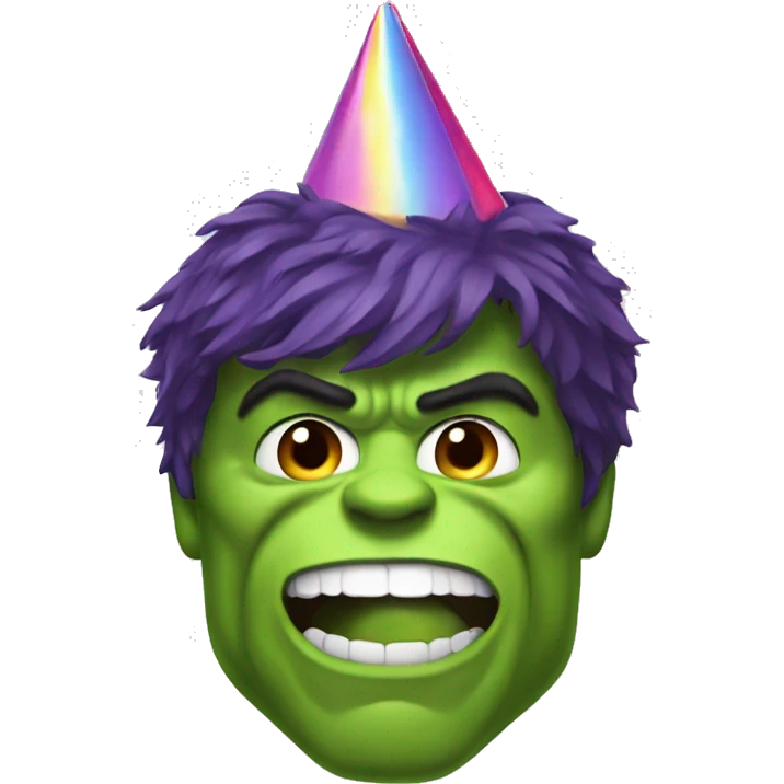Incredible Hulk with a party hat emoji