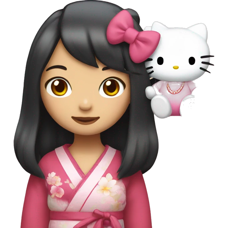japanese girl with hello kitty emoji