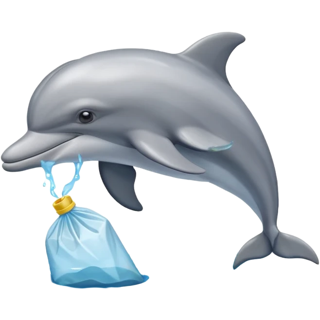 dolphin eat plastic waste bag emoji