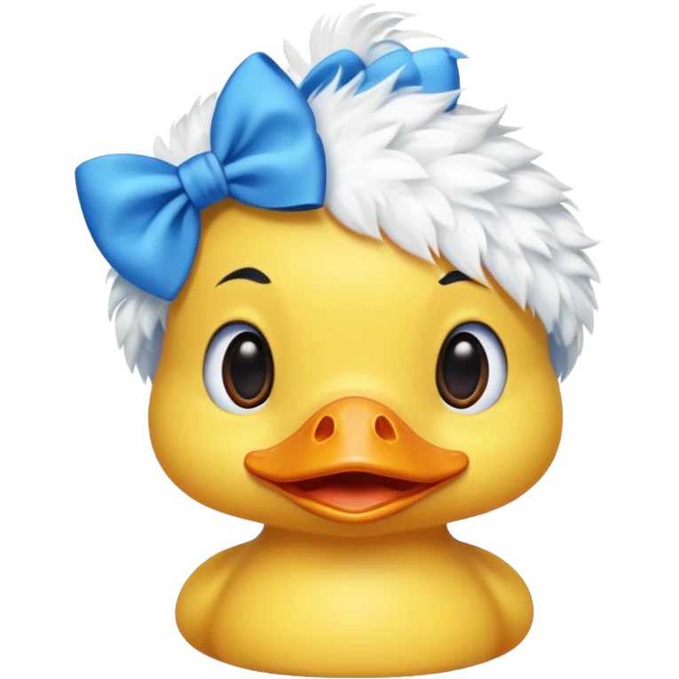 A duck with a blue bow on its head emoji