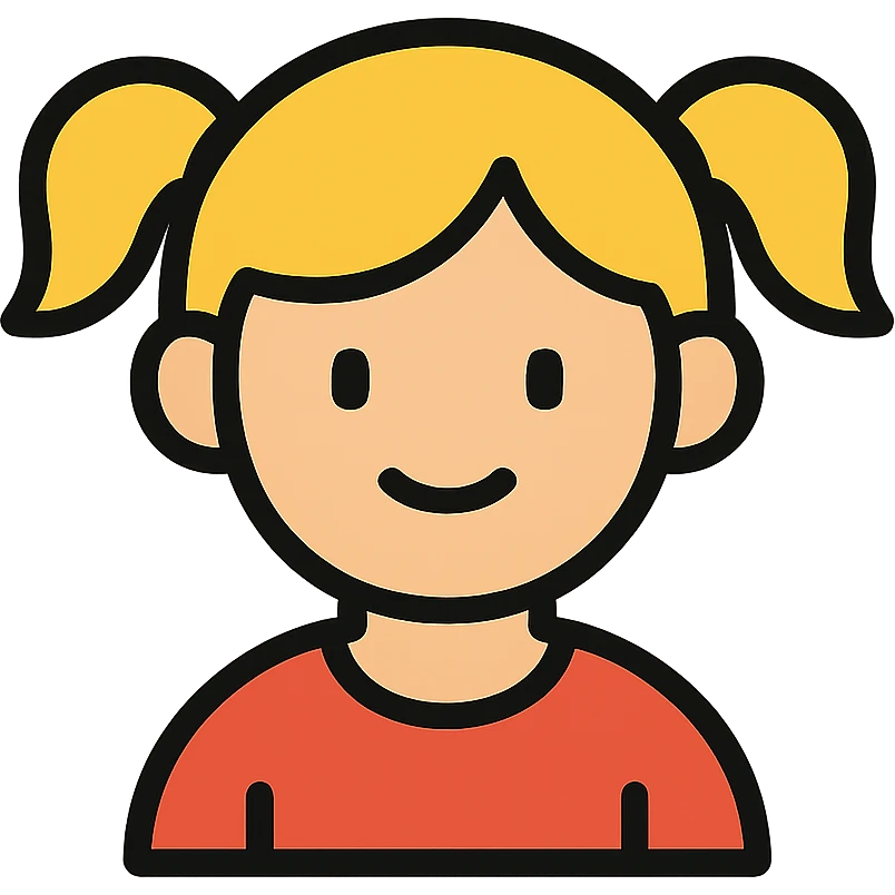 A young girl with pigtails, simple icon style emoji