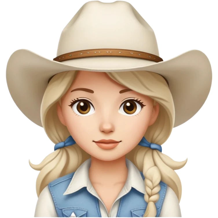 Cute country emoji with white cowgirl hat  emoji